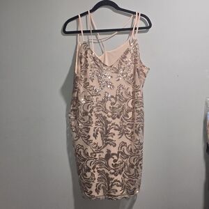 Xhilaration Beige and Black Sequin Dress